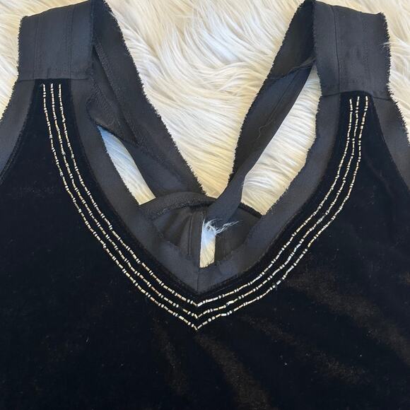 Abercrombie & Fitch Velvet Beaded Tank Top V-Neck Sleeveless Racerback Blouse - Picture 4 of 8